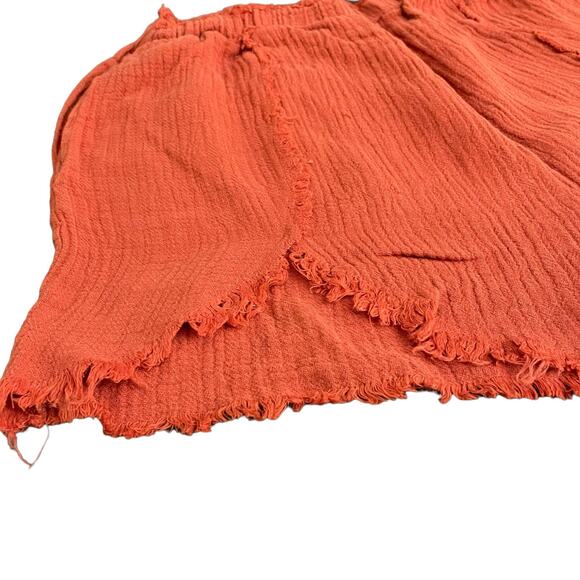 Blank NYC Sunset Escape Shorts Womens M Orange Red High Rise Cotton Raw Hem NWT - Picture 6 of 16